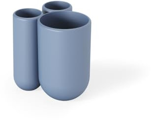 Umbra Touch Zahnputzbecher, Zahnbürstenhalter und Becher für Make-Up Accessoires mit DREI Fächern, Schieferblau