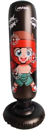 Toyfinity Interactive Electronic Inflatable Pedestal Punching Bag for Kids, 115cm with Light & Sound Targets, Soft and Stable Design, Skill-Building Fun, Black