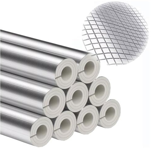 GLikur Rohrdämmung Isolierrohr mit Aluminiumfolie, Wasserrohrisolierung Im Freien Wasserrohr-Frostschutz, Kautschuk Weiß Schlauch Rohrisolierung, Schaumstoff-Rohrisolierung(ID: 22mm(3/4))
