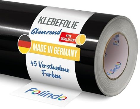 FOLINDO Möbelfolie selbstklebend 621 070 Schwarz Glanz Vinyl 5m x 126 cm Klebefolie Möbel, Klebefolie Küche, Möbelfolie, Folie für Möbel, Möbelfolie selbstklebende Folie, Küchenfolie selbstklebend