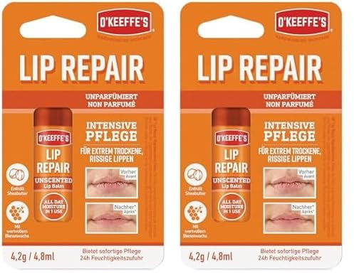 O'Keeffe's Lip Repair Unparfümierter Lippenbalsam 4.2g (Packung mit 2)