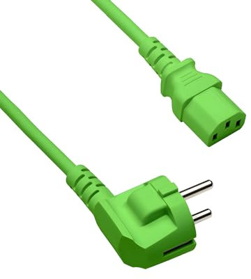 DINIC Stromkabel, Netzkabel, Kaltgerätekabel, Schutzkontaktstecker auf C13, VDE, (grün, 1,00m)