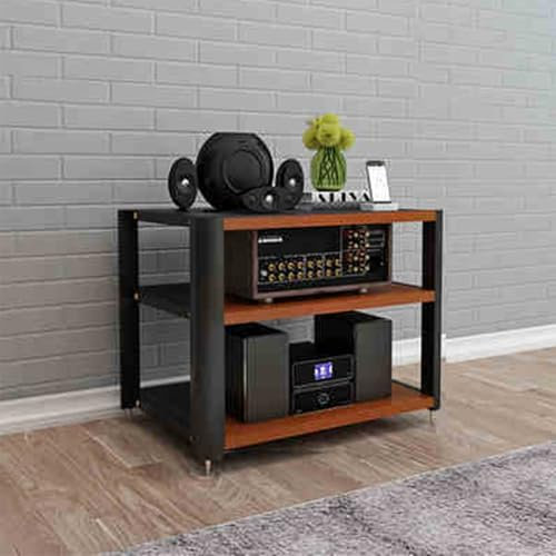 Media Storage Cabinet with Silent Footpad and Ample Storage 4 Tier AV Media Stand for Game Consoles Audio Equipment and More
