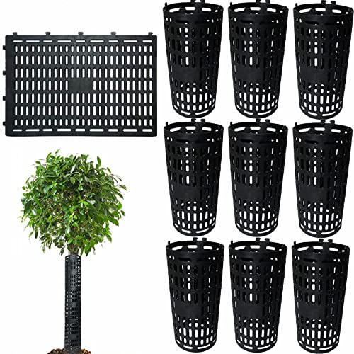 Glorlliant 10er Set Baumstammschutz (25 x 37cm), Erweiterbarer Baumschutzhülle Baumschutz Wildverbiss und Mähen, Schutz Baumstamm Schutz, Verbissschutz Uv-Beständiger, Schwarz