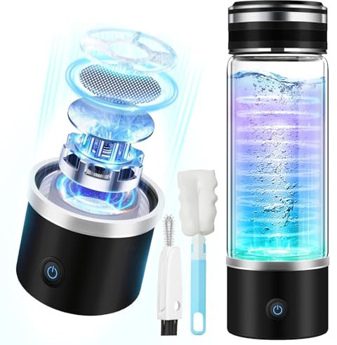 IUHFSIFS 6.0 Upgraded Hydrogen Water Bottle【UKCA Certified -3000+ PPB Viscosity】【8-Hour Hydrogen Lock】Hydrogen Water Bottle with 2025 Advanced SPE PEM Technique,Black