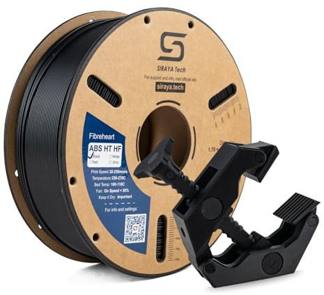 Siraya Tech Fibreheart ABS HT HF 3D Drucker Filament (Schwarz, 1kg) | 101 °C hitzebeständig, hoher Fluss für schnellen Druck, technisches ABS, geruchsarm, für Funktionsteile