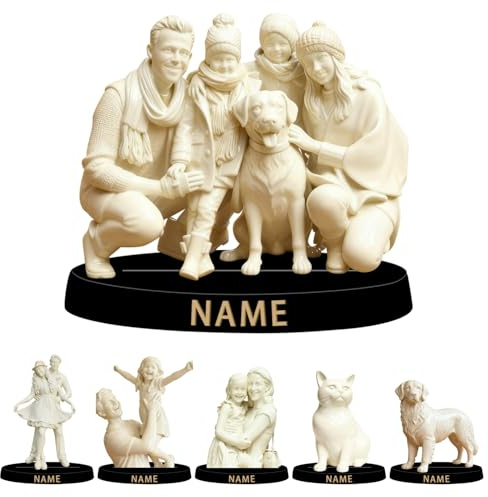 Reyrijf Benutzerdefinierte Foto Malerei Stil Schreibtisch Dekor Skulptur Fotorahmen Zeichen Tafel 2D Flachdruck, Personalzied Bild Malerei Kunst Stil Skulptur für Paar Familie Weihnachten