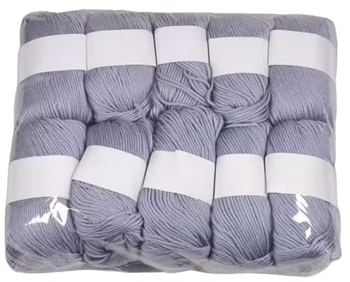 10er Set Luxus - Mischgarn - 500g Wolle - 48 Hellgrau - weiches Webgarn geeignet für Pullover, Babydecken, Schals - 10x 50g - Hochwertige Fasern für Häkeln und Basteln
