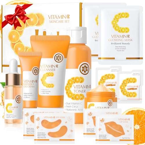 Set Skincare Viso Completo, Vitamina C Skincare Kit, Skincare Coreana Kit | Skin Care Coreana Set Completo, Kit Skincare Coreana, Uniforma il Tono Della Pelle Nutre in Profondità