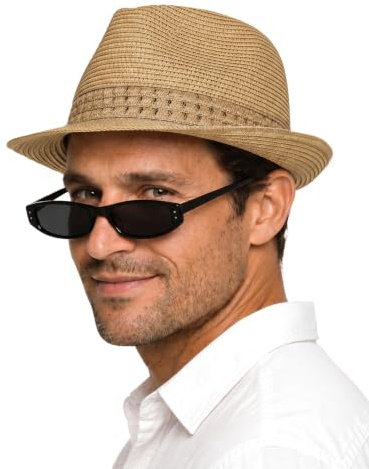Zylioo XXL Panama Chapeau pour Homme Grand Chapeau de Soleil en Paille avec Large Bord surdimensionné Chapeau de Paille