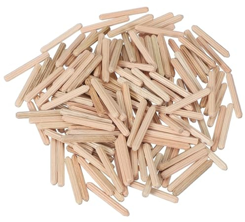 BIVYAX 200 Pezzi tasselli legno,spine legno 4mm*30mm,Tasselli in Legno per Fresatrice,Tasselli Tondini in Faggio,Spinotti per Giunzioni Fori,Cavicchi per Scanalature,Falegnameria,Bricolage,Artigianato