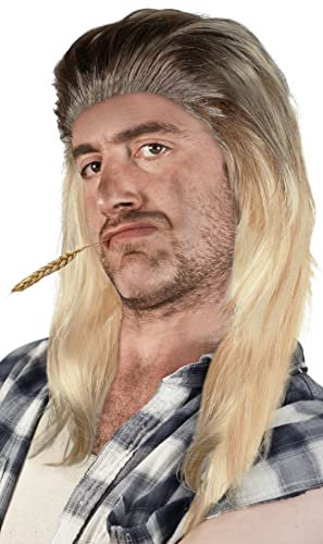 Prollperücke Vokuhilaperücke Proll Perücke Pimp Vokuhila Blond Brünette Grau Schwarz (Blond/Schwarz)
