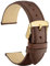 WOCCI 22mm Vintage Leder Uhrenarmband für Herren und Damen, Schließe Gold (Dunkelbraun)