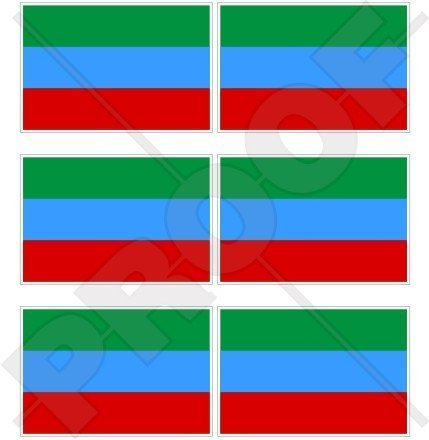 DAGESTAN REPUBLIC Flagge, Daghestan RUSSIA, Russisches Föderales Fach 40mm Mobile, Handy Vinyl Mini Aufkleber, Abziehbilder x6 Stickers
