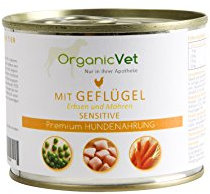 OrganicVet Hund Nassfutter Sensitive Geflügel mit Erbsen und Möhren, 6er Pack (6 x 200 g)