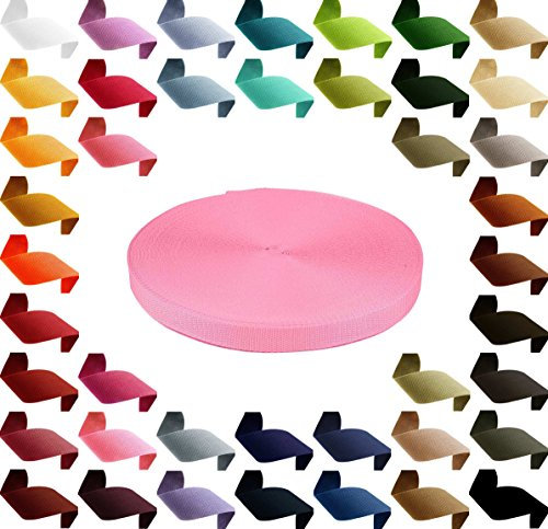 Gurtband 12m PP Polypropylen 25mm breit 1,3mm stark Gurt Tragband Farbwahl 45 Farben, Gurtband:335 rosa