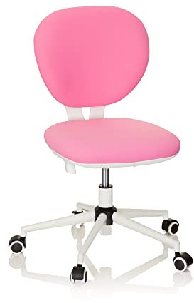 hjh OFFICE 670968 Kinder- und Jungenddrehstuhl Kid VIVO Stoff Pink/Weiß Kinderbürostuhl mit höhenverstellbarer Rückenlehne