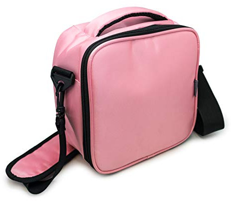 NERTHUS FIH 670-Bolsa termica Porta Alimentos con Bandolera y Dos Bolsillos Lunch Bag, Acero Inoxidable, Rosa Pastel, Sin Herméticos