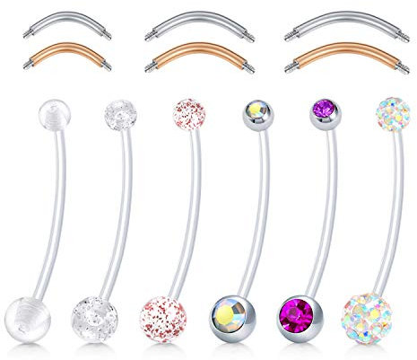 D.Bella Schwangerschaft Bauchnabelpiercing 38mm Flexible Bioplast Schwangerschaft Bauchnabel Piercing für Frauen 14G