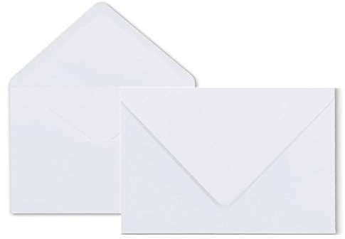 Paper24 100 weiße Briefumschläge DIN C6 114x162 mm, nassklebend, für Einladungen, Grußkarten A6, für Hochzeit, Geburtstag
