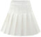 Dressystar Damen Dehnbar Faltenrock Schulmädchen Solide Skater Tennis Basic Mini Rock Weiß M