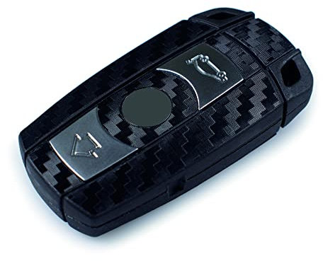 Blackshell® Schlüsselfolie 2x in 3D Carbon Schwarz für Ihren 3-Tasten Schlüssel inkl. Ersatzset – Schutzhülle, Schlüsselhülle