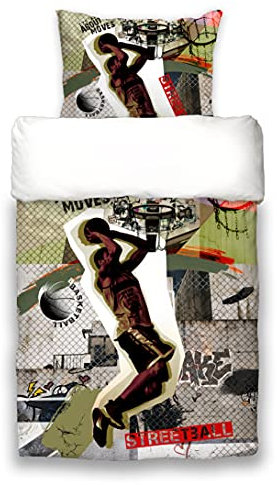 beties Graffiti-Streetball Jugend Wende-Bettwäsche-Set ca.155x220 cm + 80x80 cm Cool feinste Baumwolle …