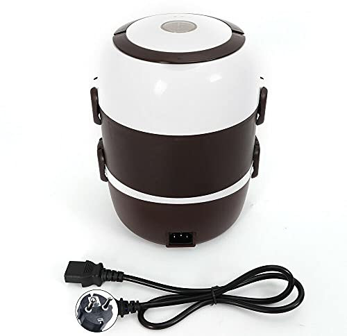 SHZICMY 3 Schichten Tragbare Elektrische Brotdose 2L Lunchbox Edelstahl 200W Speisenwärmer Lunchbox, Mittagessen-Heizung Eingestellt Lebensmittelwärmerbehälter
