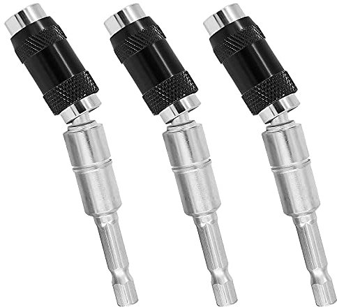 Gasea 3 Packs Magnetic Rotary Screw Drill Tip, 1/4 inch Pivoting Drill Bit Holder with 20° Pivot Mode Quick Change Screwdriver Extension Rod Bit Holder Drive Guide Drill Bit Set