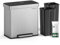 SONGMICS Kitchen Trash Can, 16 Gallon (2 x 8 Gallon) Dual Compartment Garbage Can, 60L Pedal Recycling Bin, Stays Open and Soft Close, Stainless Steel, 15 Bags Included, Metallic Silver ULTB202E01