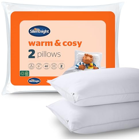 Silentnight Pack of 2 Luxury Warm Cosy Pillows, Hypoallergenic Pillows with Luxurious Stitching for Back and Side Sleepers, Hypoallergenic and Machine Washable White 553704GE, 2 Count (Pack of 1)