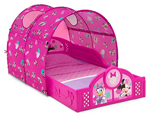 Delta Children - Disney Minnie Mouse Plastic Sleep and Play Toddler Bed with Tent, Pink