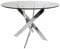 Home Heavenly® - Mesa Comedor Redonda de Cristal Dan, de 110 cm diámetro x 73 cm Altura. 4 Patas entrecruzadas. (Plateado)