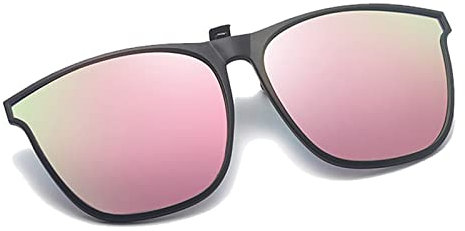 Voolga Sonnenbrillen Clip für Brillenträger, Rechteckig Flip up Sonnenbrille Herren Polarisiert, Polarisiert Clip Sonnenbrille ​für Autofahrer von Brillenträger (Rosa)