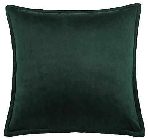 PiccoCasa Decorative Velvet Soft Cushion Covers 1PC, Square Solid Throw Pillow Covers for Sofa Couch Bedroom - 40x40cm/16x16 Inches Hidden Zipper Cushion Covers Dark Green