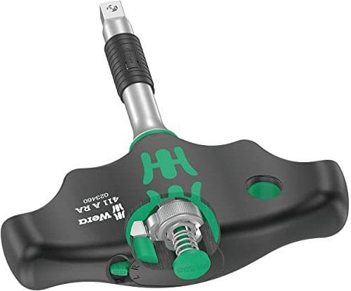 Wera 05023460001 411 A RA Quergriff-Adapterschraubendreher mit Ratschenfunktion, 1/4, 45 mm, Schwarz-grün