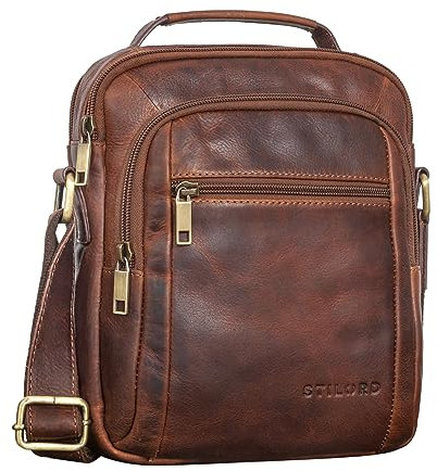 STILORD 'Lucky' Umhängetasche Herren Klein Leder Handtasche Männer Ledertasche Crossbody Bag Vintage Umschlagtasche zum Umhängen Echtleder Businesstasche, Farbe:prestige - braun