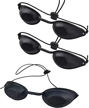 ZHjuju Occhiali Infrarossi, 3 Pezzi Occhiali Solarium UV Occhialini Solarium Occhialini Sole Occhiali di Sicurezza Occhiali di Protezione del Laser Occhi per IPL UV luce Terapia a Infrarossi Nero