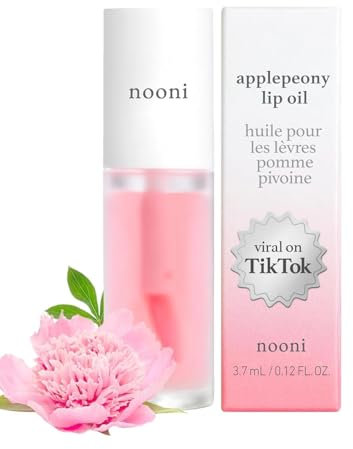 NOONI Korean Lip Oil - Applepeony | Lip Stain, Korean Lip Tint, Long-Lasting, Moisturizing, Plumping, Revitalizing for Dry Lips, Waterproof, No Peel Off, Vegan, Gift, 0.12 Fl Oz