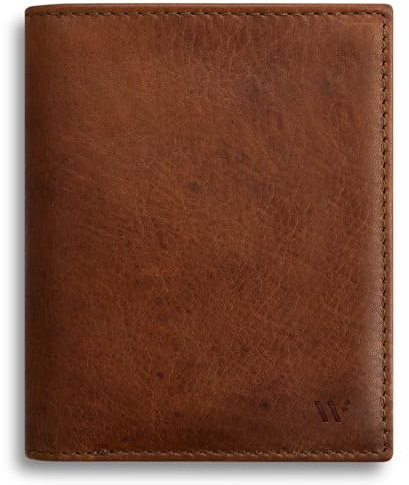 WIIUKA Geldbörse Herren Leder, schlankes Design mit RFID Schutz, Handgefertigt, Vintage Braun Portemonnaie, Portmonee
