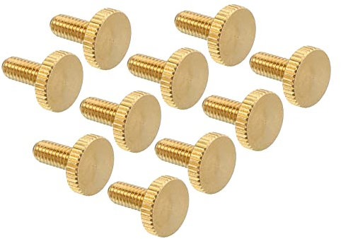 PATIKIL 10Pack M4x10mm Gerändelt Daumen Schrauben Flach Spitze Messing Schrauben Griffe Knöpfe Befestigungen mit Geraden Schultern für Retro Lampen Lichter