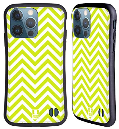 Head Case Designs Lime Green Neon Zigzag Hybrid Case Compatible With Apple iPhone 13 Pro