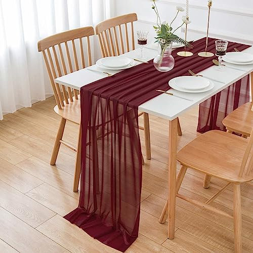 AOKSUNOVA Tischläufer Chiffon Hochzeit 3m x 70cm Deko Tischläufer Tüll Dekostoff