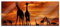 Pixxprint Glasbild Panorama, Wandbild aus Echtglas, Afrika Giraffen im Sonnenuntergang, 120x50 cm, inkl. Aufhängung und Abstandshalter