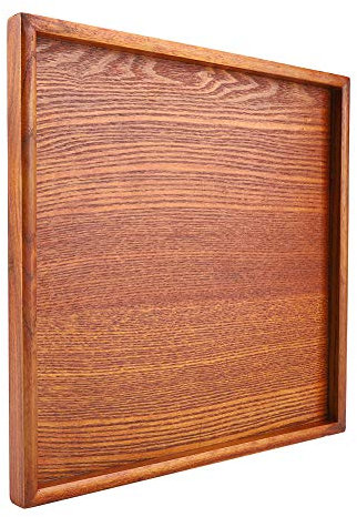 Plateau à thé carré en bois massif pour café, sushis, collations, fournitures de cuisine, desserts, service à café pour la maison, le restaurant, 30 x 30 cm, plateau carré en chêne 30 x 30 cm