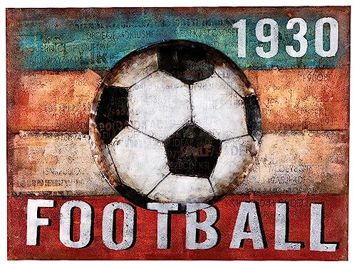 Wandbild 3D Metallbild Soccer 80x60cm Fußball Bild Relief Unikat handgefertigt