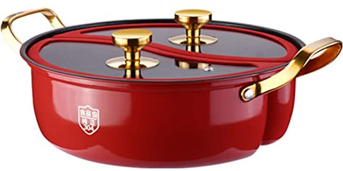 JHLP Yinyang Hot Pot Yuanyang Pot - Non-Stick Skillet Wok With Divider And 2 Lid - Ultimate Dual Sided Nonstick Frying Pan For Induction Cooktop And Gas Stove