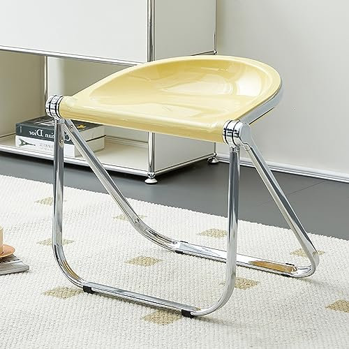 Luxus Modern Acryl Klappstühle- Stapelbar Kristall Klappstuhl-PC Kunststoff Wohnzimmer Sitz-Chrom Rahmen und faltbare Acryl Stuhl für draußen drinnen E