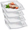 HOMESHOPA Square Plastic Dinner Plates Dessert Party Plates, 4 Pack Clear Food Serving Tray for Pasta Salad Snacks Appetiser, Reusable Multiuse Side Plates for Weddings Birthday Parties Outdoor Events