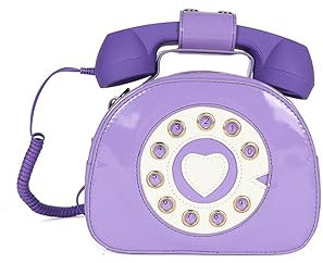 PORRASSO Umhängetasche Damen Kreative Schultertasche Telefon Geformte Handtasche Retro Crossbody Bag Lila